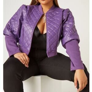 PLUS Size 18/20 2X | Women’s Cropped Quilted Vegan Leather Jacket